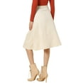 thumbnail image 3 of Falda midi A-line de ante sintético elástico para mujer INSPIRE CHIC con bolsillos y cinturón L color albaricoque, 3 of 6