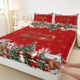 thumbnail image 3 of jejeloiu Christmas Theme Full Size Sheets,Santa Claus Bed Sheets,Kawaii Snowflake Snowman Sheet Sets For Teens,Microfiber Bedroom Decor,4-Piece, 3 of 7