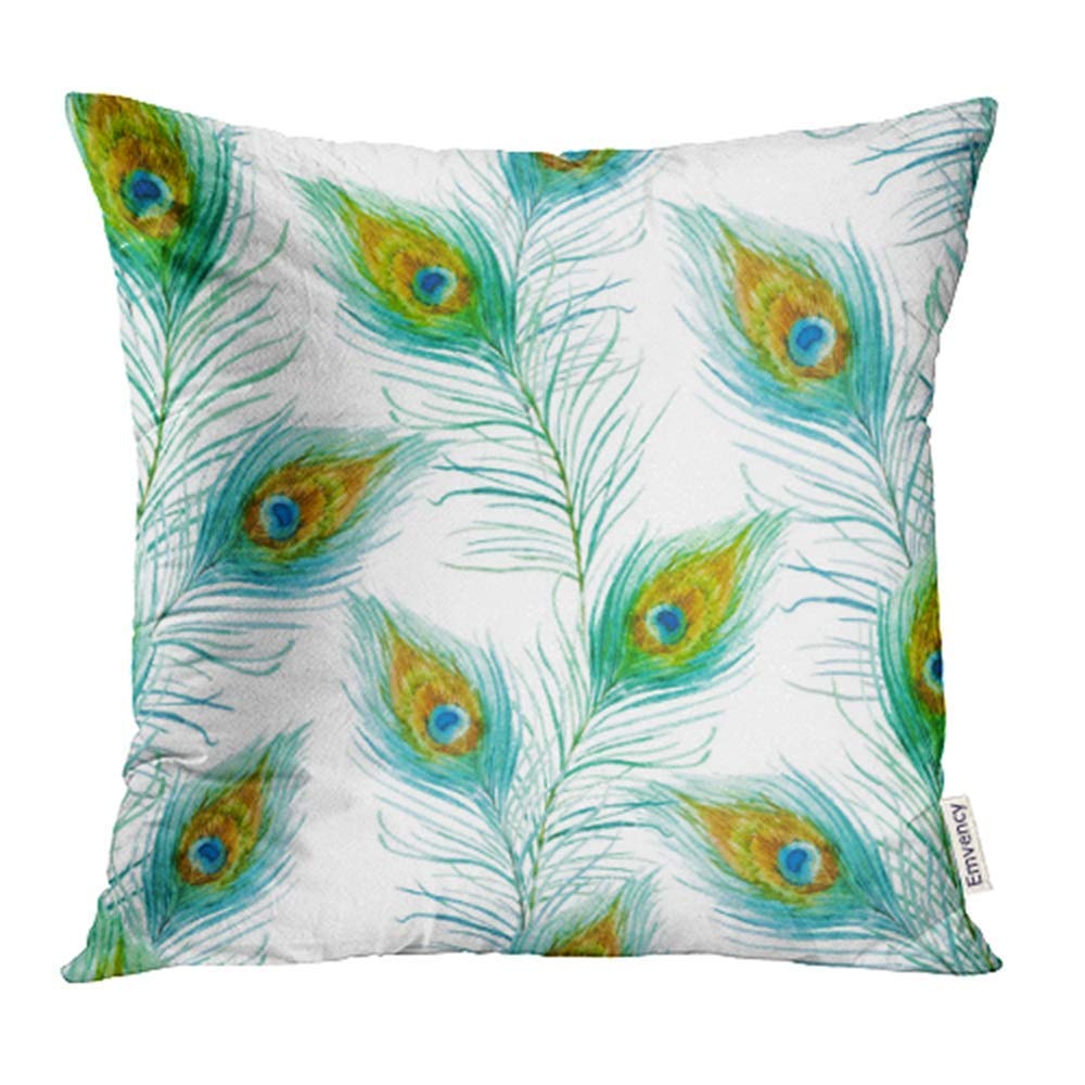 18/"x18/" Pillowcase Peacock Feather Printed Pillow Cover Colorful Cushion Sofa CA