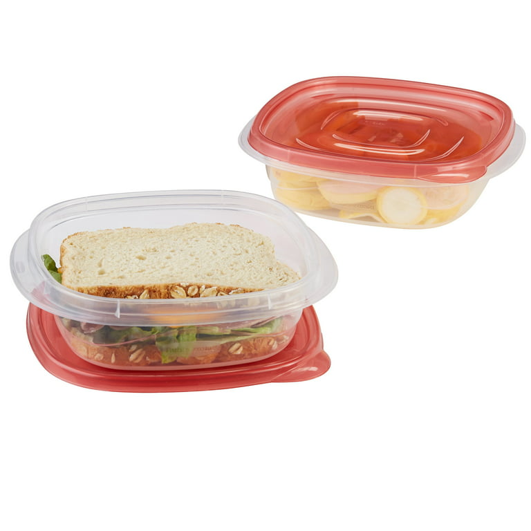 Rubbermaid TakeAlongs Square Food Storage Containers, 2.9 Cup, Tint Chili,  2