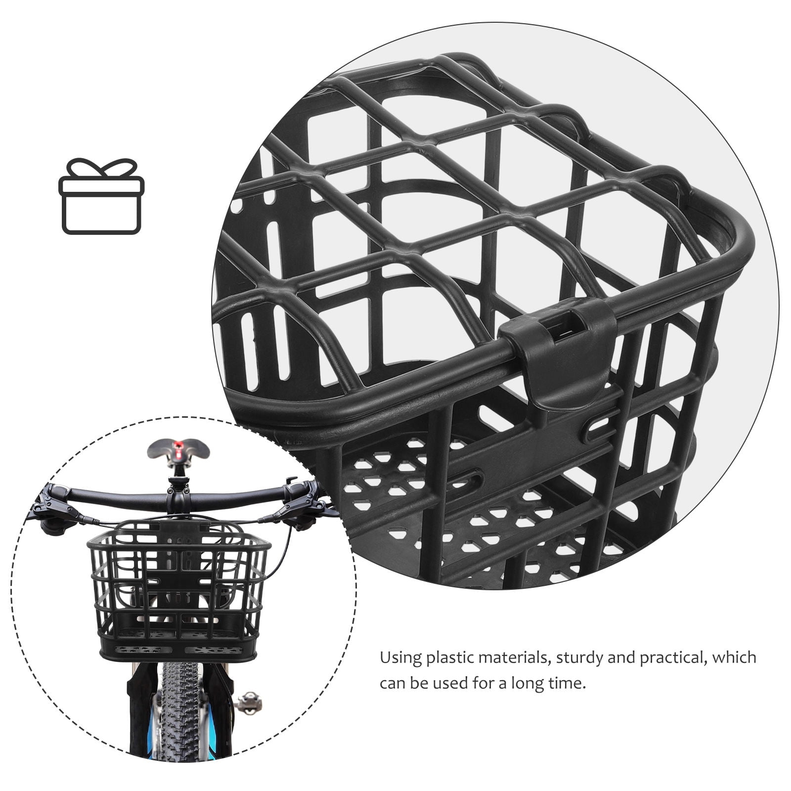 Luxshiny Professional Front Bike Basket, Black Plastic Accessory for , 1 Piece