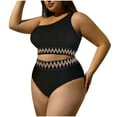 thumbnail image 2 of Feimerou Women's Plus Size Bikini Sets Swimsuits One Shoulder High Waisted Bikinis Tie High Cut Two Piece Bathing Suits Swimwear, 2 of 9