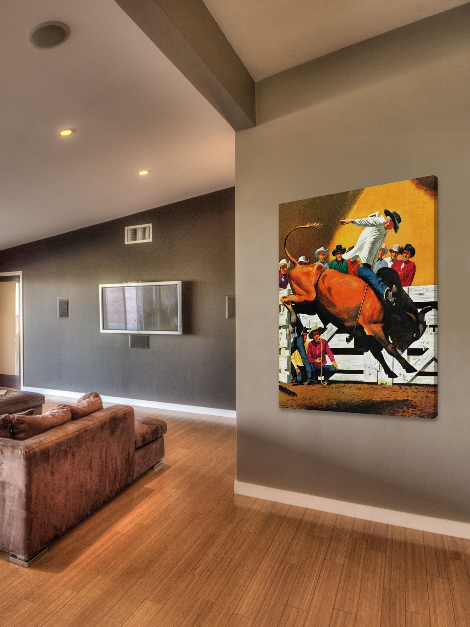 Marmont Hill Bull Riding by Fred Ludekens Painting Print on Canvas