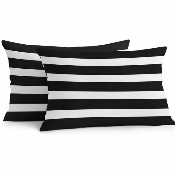 White Black Striped Outdoor Pillow Covers Pack of 2 Simple Stripes Background Waterproof Throw Pillow Covers Decorative Cushion Cases for Patio Garden Tent Balcony Couch 20x12 inch