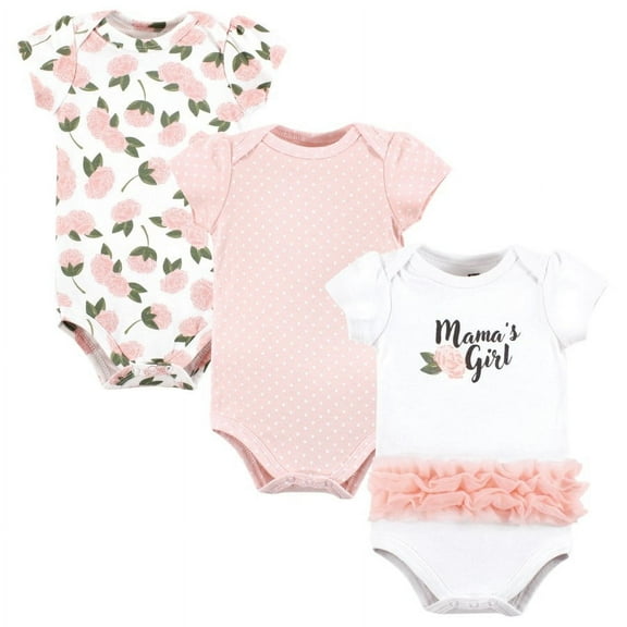 Hudson Baby Infant Girl Cotton Bodysuits, Mamas Girl Pink Peony Tutu, 0-3 Months