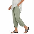 thumbnail image 5 of Capri Pants for Women,Women's Vintage Wide Leg Pants Striped Harem Pants Summer Elastic Waist Capris Casual Lightweight Baggy Cropped Pants, 5 of 6