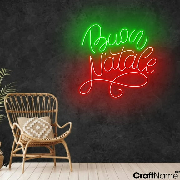 Craftnamesign Buon Natale Neon Light Sign For Wall Decor, Christmas LED Decoration