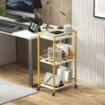 thumbnail image 6 of Bar Cart for The Home, 3 Tier Rolling Wine Cart, Drink Serving Cart with Lockable Wheels,  Liquor Utility Cart for Dining Living Room, Gold, 6 of 7