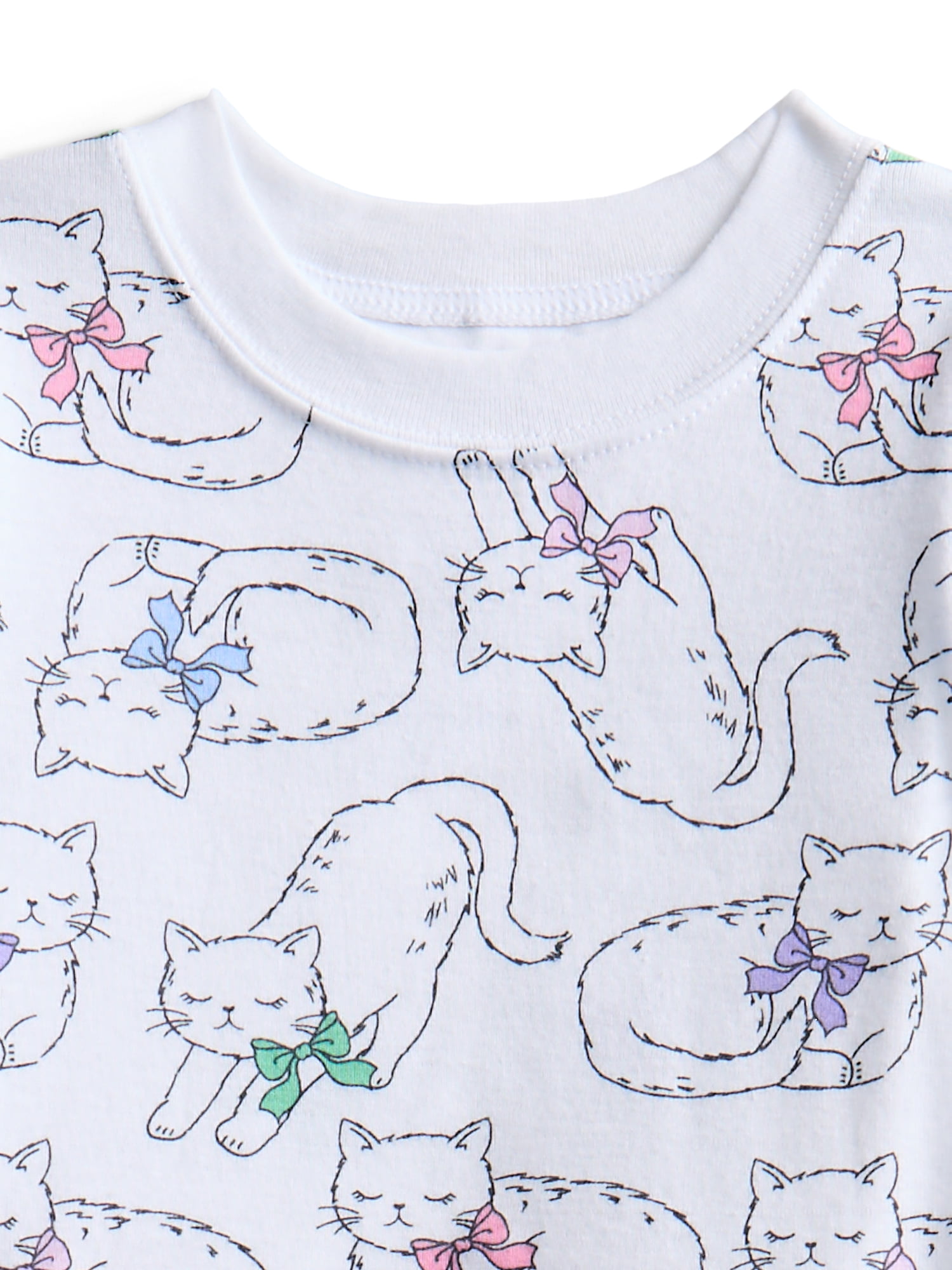 Wonder Nation Toddler Boys or Girls Cotton Short Sleeve Top and Pants Pajama Set, 4-Piece, Sizes 12M-5T