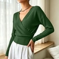 thumbnail image 6 of Yertdoel Sweaters for Women Solid Cross Neck Pullover Long Sleeve Slim Fitted Tops Trendy Casual Lightweight Comfy Blouse, 6 of 9