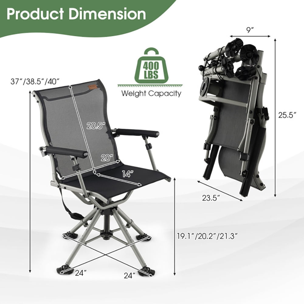 Aimee Lii 360 Degree Silent Swivel Hunting Chair, Portable Chairs for Adults, Comfy Outdoor Chair, Black Aimee Lii 360 Degree Silent Swivel Hunting Chair, Portable Chairs for Adults, Comfy Outdoor Chair, Black