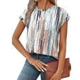 thumbnail image 5 of Ronuti Womens Summer Tops Short Sleeve T-Shirts Crew Neck Cute Trendy T-shirts Printed Style Tops, 5 of 9