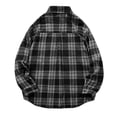thumbnail image 4 of dazeni Men's Big & Tall Flannel Shirts M-5XL Plus Size Long Sleeve Plaid Button Down Shirt Jacket Fall Winter Casual Lapel Work Tops, 4 of 7
