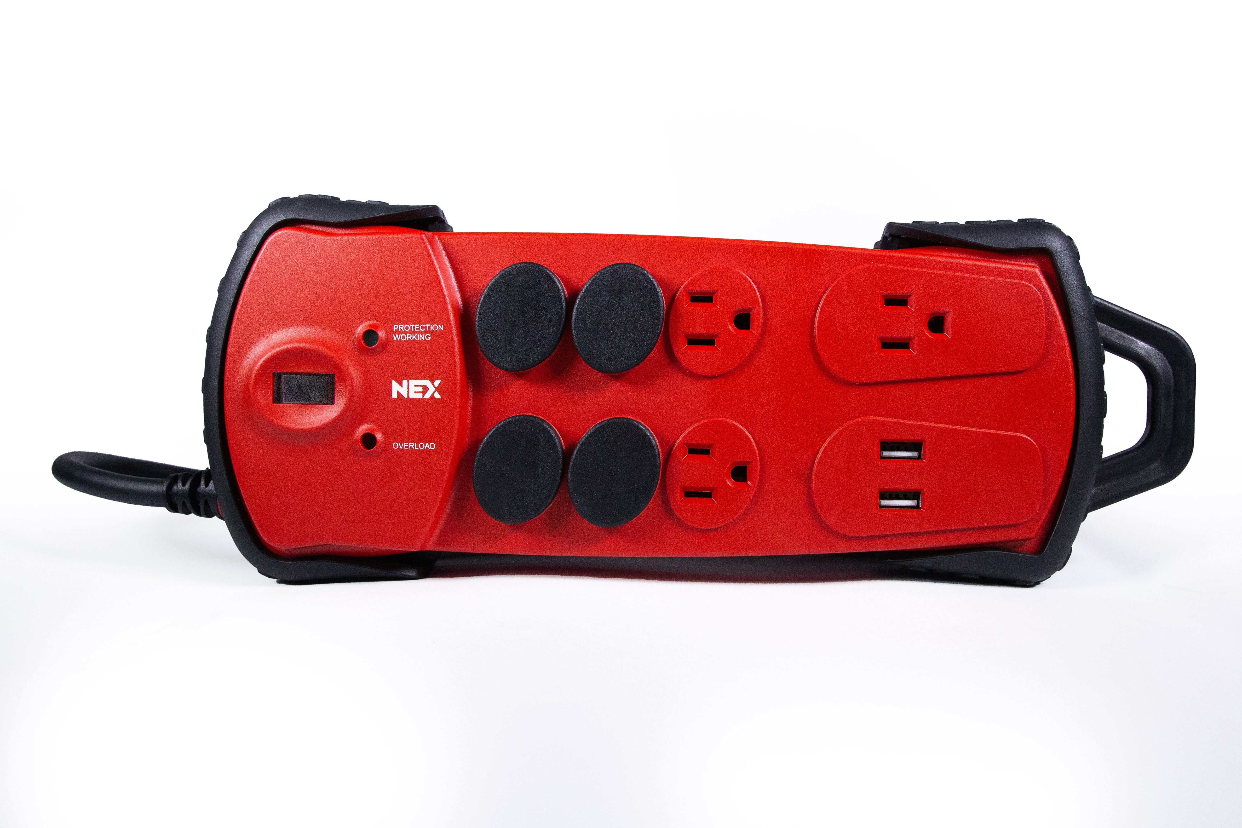 PWIY7-NEX, Surge Arrest, 1080J Industrial Surge Protector with 7 Power Outlets and 2 USB Ports by NEX