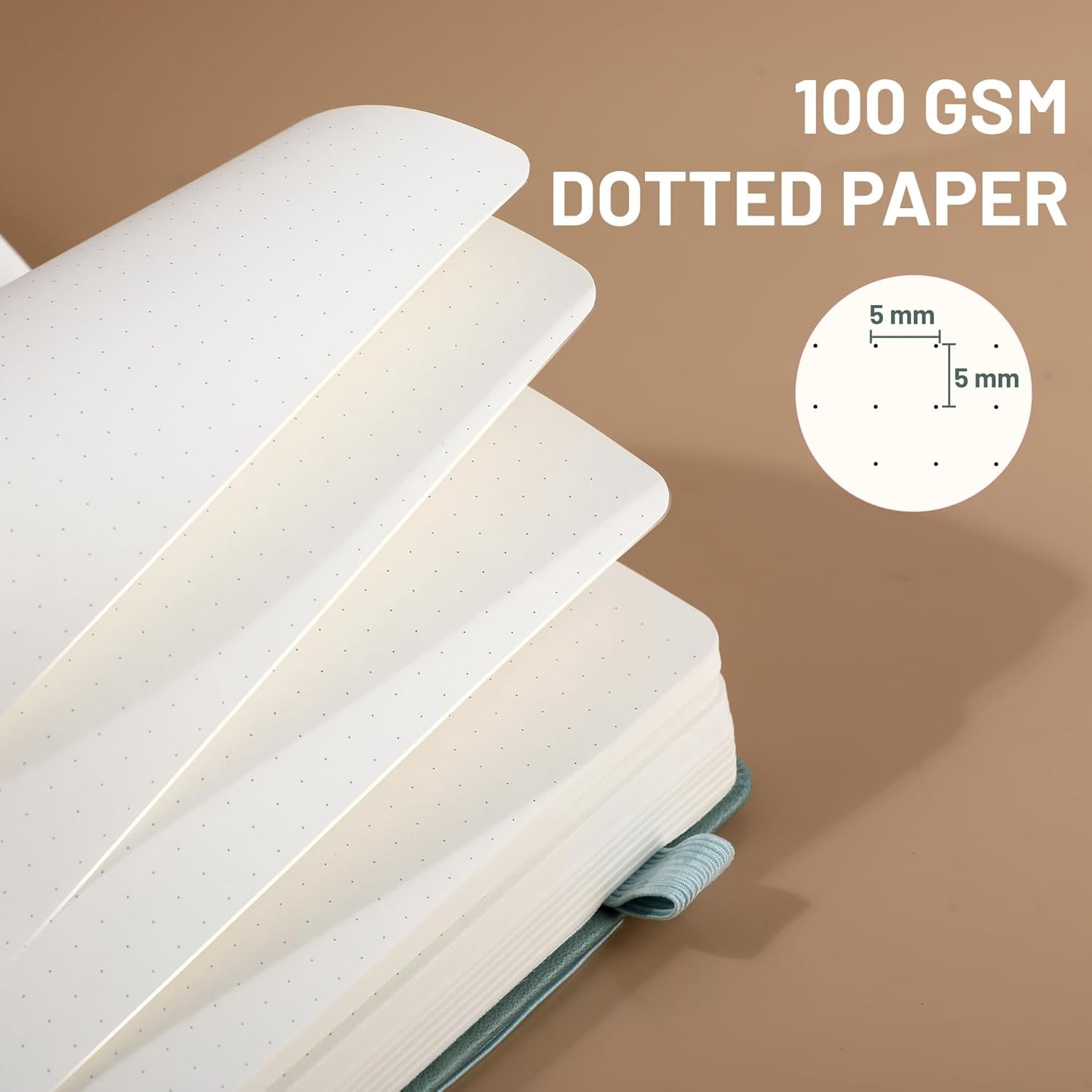 Bullet Dotted Journal Notebook 320 Pages 100 GSM Paper Hardcover B5 Dot Grid Notebook Leather Journals for Writing Women Men Work Journaling, Green