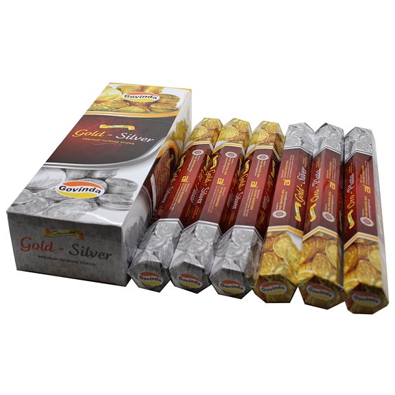 Govinda® Incense - Gold Silver - 120 Incense Sticks, Premium Incense, Masala ...