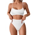 thumbnail image 1 of NINGMENG Bikinis for Women Summer Solid Color Spaghetti Strap Bra And Panty Set High Waisted Bottom Padded Two Piece Tankini Swimsuits For Women Bathing Suits,White,M, 1 of 5
