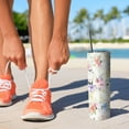 thumbnail image 2 of 20oz Pioneer Flower Floral Print Pattern Skinny Tumblers Stainless Steel Tumbler with Lid and Straw,Vacuum Insulated Double Wall Travel Tumbler Cups with Cleaning Brush for Coffee,Tea, 2 of 6