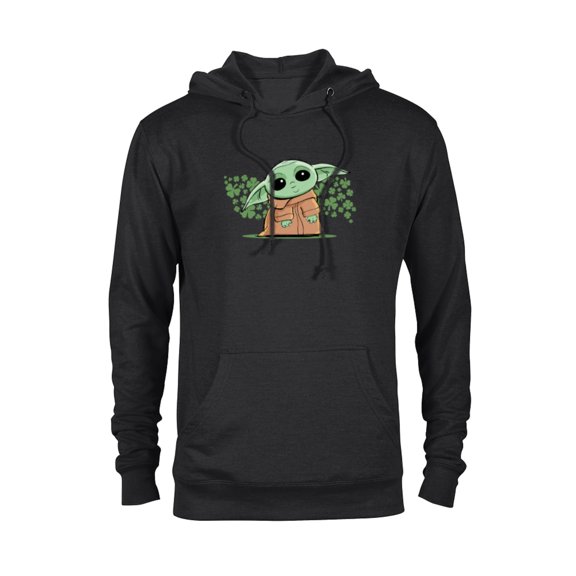 Star Wars Grogu and Lucky Green Shamrocks St. Patrick's Day - Pullover Hoodie for Adults - Customized-Black