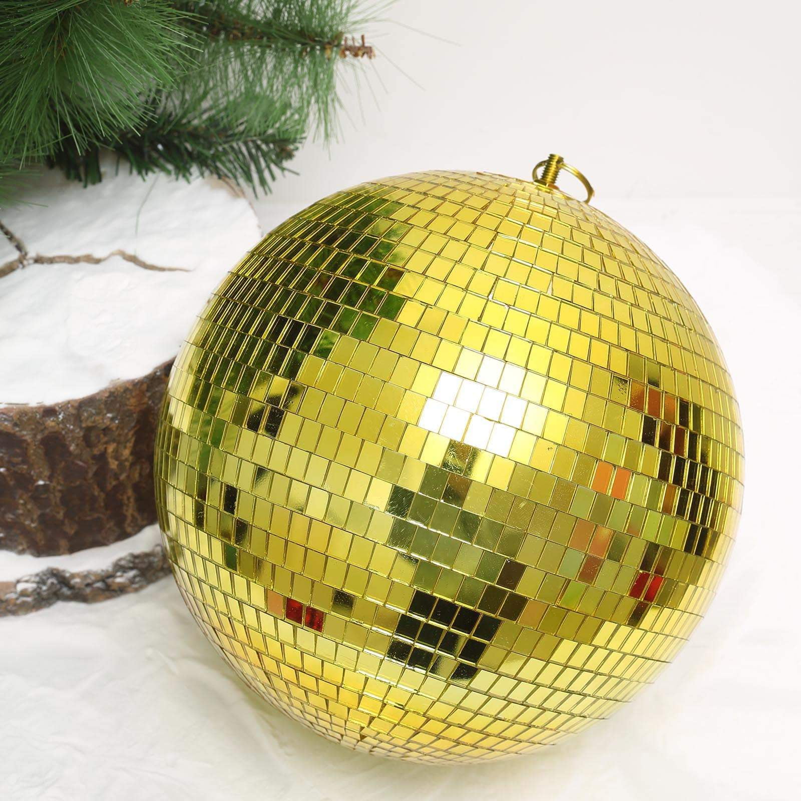 2 Pcs 10" Groovy Glass Mirror Disco Ball Gold