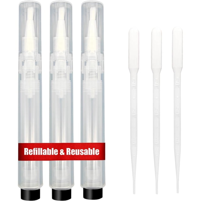 URGINO 6ml Upgraded Real Refillable Cuticle Oil Pen, Reusable Empty Nail Oil Applicator with Press Button for Dispense,