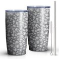thumbnail image 2 of 20oz Tumblers Gray Christmas Snowflake Pattern Stainless Steel Vacuum Insulated Double Wall Travel Tumbler Cups Mug with Lid and Straw,Cleaning Brush for Cold & Hot Drinks, 2 of 7