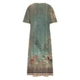 thumbnail image 4 of XUNKUSGA Maxi Dresses for Women Classic V Neck Short Sleeve Swing Dress Fashion Boho Sundresses for Women Casual a line dresses for Women Holiday Party Dresses for Women with Pockets S-2XL Green, 4 of 4