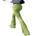 thumbnail image 3 of Women Solid Color Ribbed Knit High Waist Flare Pants Y2K Streetwear, 3 of 3