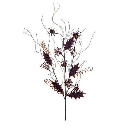 club pack of 12 decorative and artificial orange spider and web halloween spray 39