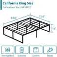 thumbnail image 3 of Lutown-Teen 18 inch California King Bed Frames No Box Spring Needed Heavy Duty Metal Cal King Platform for Mattress Foundation, Noise Free, Easy Assembly, Black, 3 of 6