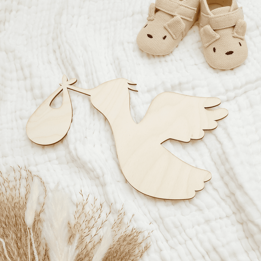 DIY Stork Baby Shower Decorations 22-inch, 1/8 inch Thick, Pack of 3 Pregnancy Announcement/Baby Announcement Sign Prop for Nursery Decor, by Woodpeckers