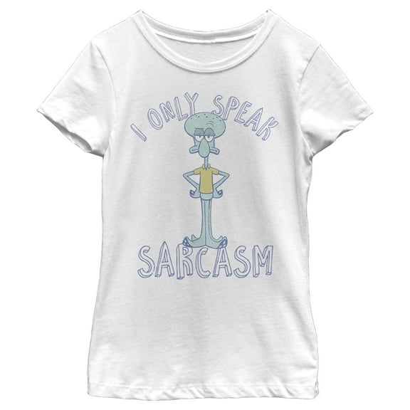 Girl's SpongeBob SquarePants I Only Speak Sarcasm Squidward  Graphic Tee White X Large