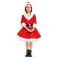 thumbnail image 5 of Toddler Girls Christmas Dresses Girls Tulle Fall Winter Long Sleeve Hat Holiday Party Dress For 4 To 12 Years, 5 of 9