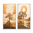 thumbnail image 2 of Designart "Retro Illustration Full Moon Among Olive Trees I" Meadow Framed Wall Art Set Of 2 - Traditional Orange Framed Wall Art Set Of 2, 2 of 6
