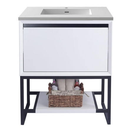 Laviva Alto 30" Wood Cabinet with VIVA Stone Countertop in Matte White