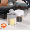 thumbnail image 1 of Transparent Spice Jar Set Salt And Pepper Seasoning Bottle Lid Kitchen Condiment Cruet Storage Container Clamshell Seasoning Tan, 1 of 2
