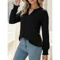 thumbnail image 2 of OALUXE Blouses for Women Long Sleeve Shirts V Neck Smocked Cuffs Tunic Tops, 2 of 7