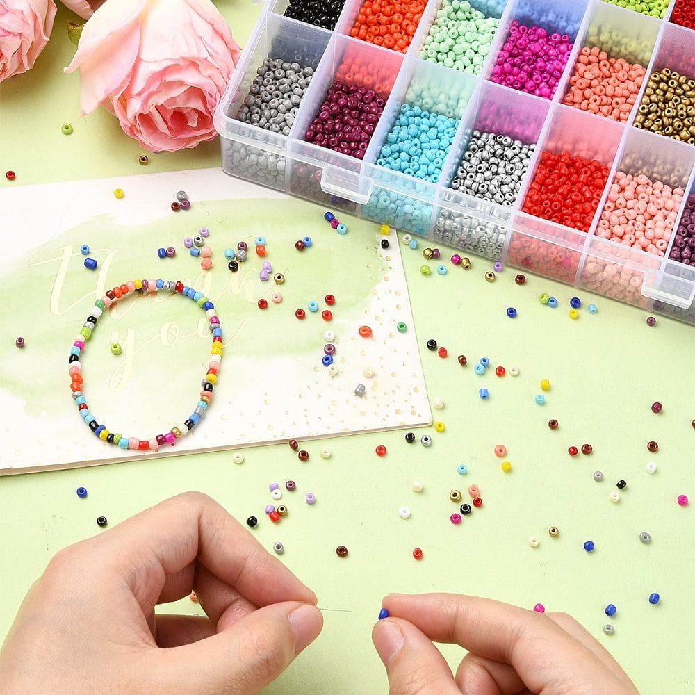 1 Set DIY 8/0 Glass Seed Beads Stretch Bracelet Making Kits Elastic Thread Iron Jump Rings Mixed Color 3~3.5mm Hole: 1~1.2mm