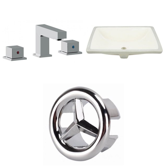 American Imaginations 20.75-in. W CSA Rectangle Bathroom Undermount Sink Set In Biscuit - Chrome Hardware AI-26981