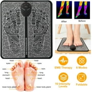 iMounTEK EMS Foot Massage Pad Electric Stimulator Massager Unit Leg Reshaping Muscle Massage Relax Foldable Massage Mat with 6 Modes 10 Intensity Levels