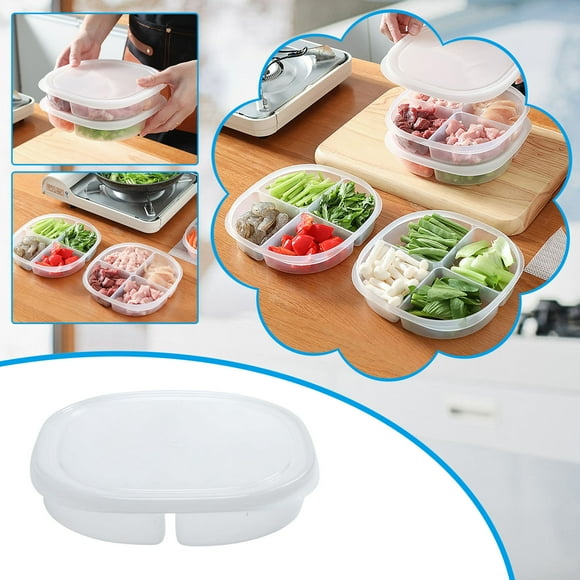 Closure Bags & lids & Boxes Transparent Refrigerator Storage Box With Lid Four Division Onion Ginger And Garlic Sub Plating Food Grade Refrigerator Meat Plate