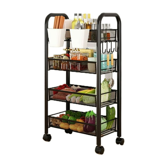 Yammee Compact Layered Kitchen Utility Cart for Fruit Vegetable Storage Moveable Rack