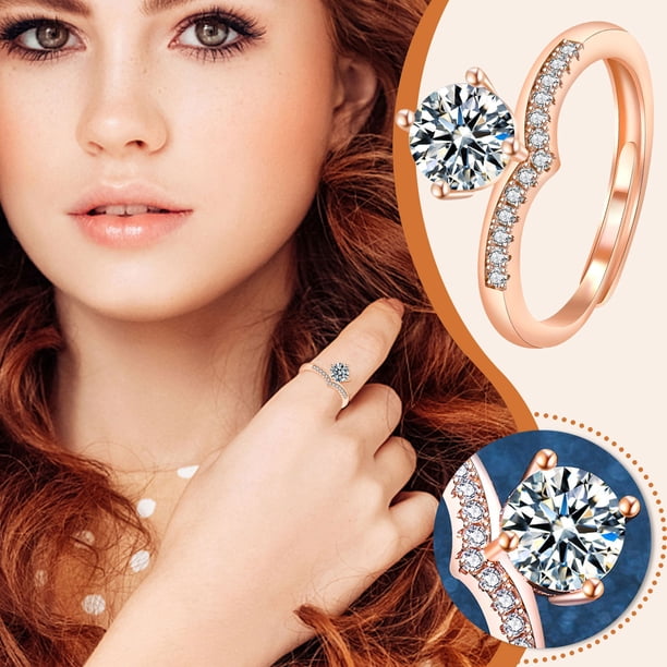 Anillos para mujer, regalos para mujer 2022, nuevo anillo de moissanita con diamante de ajuste abierto, ajustador de tamaño abierto para anillos sueltos.
