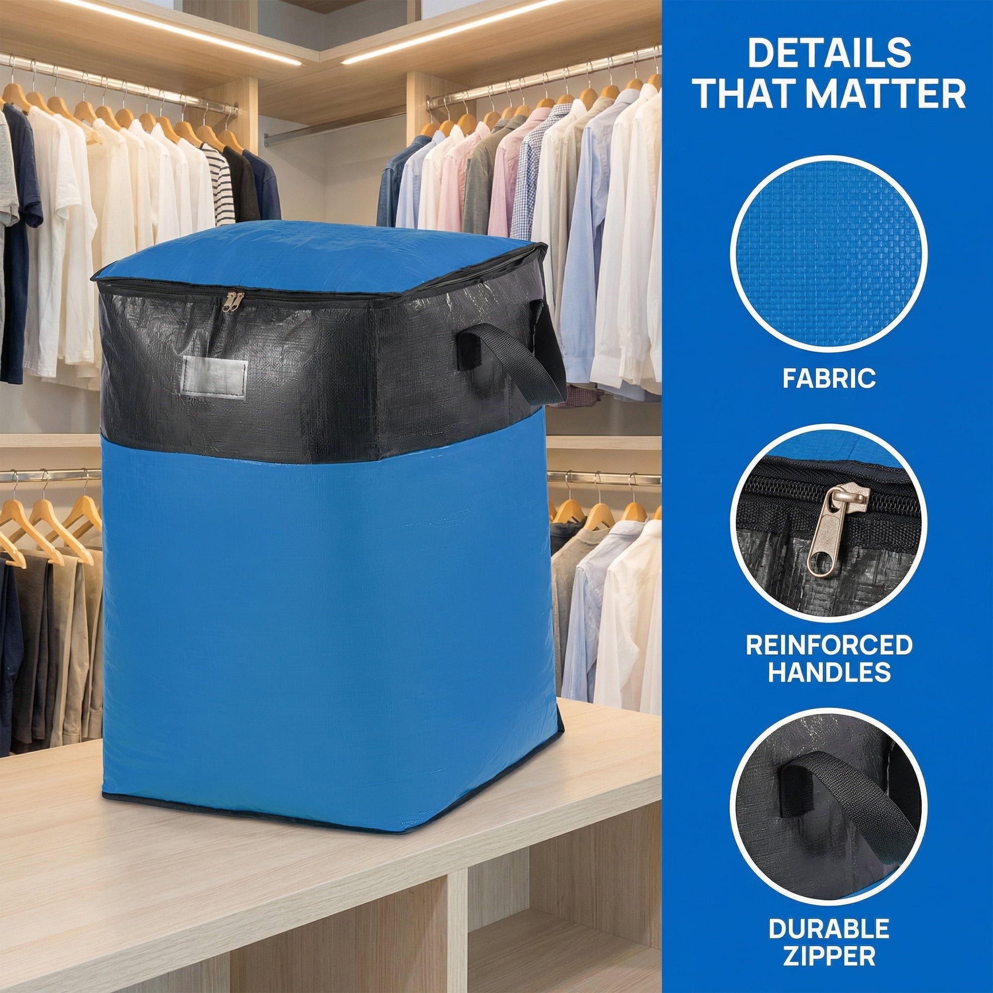 Unique Bargains Storage Bags for Organizing Closet Organizers Blue 19.7"x19.7"x28.3"