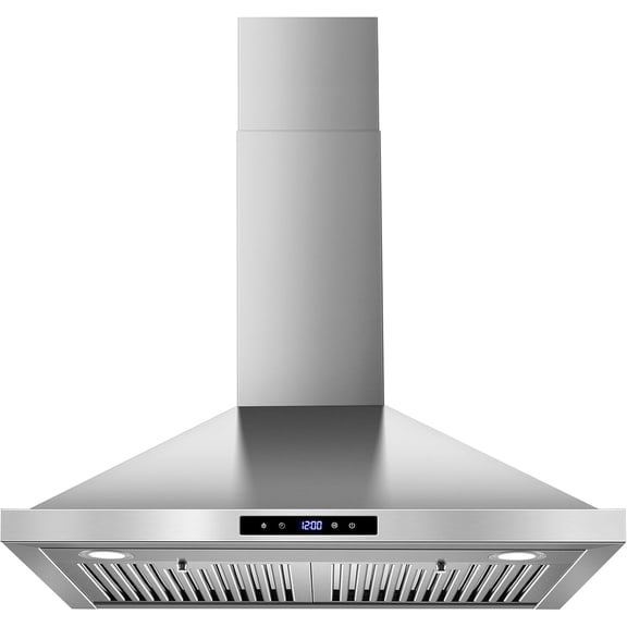 Wall Mount Range Hood 30 inch Kitchen Hood 700 CFM with Ducted/Ductless Convertible Duct, Touch Control, Permanent Filters, Stainless Steel, 3 Speed Exhaust Fan, LED Light