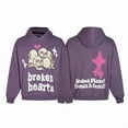 thumbnail image 1 of Sweat à Capuche en Peluche Décontracté Imprimé Lettres Planète Cassée - Taille 7 [B927 Violet] - m, 1 of 1