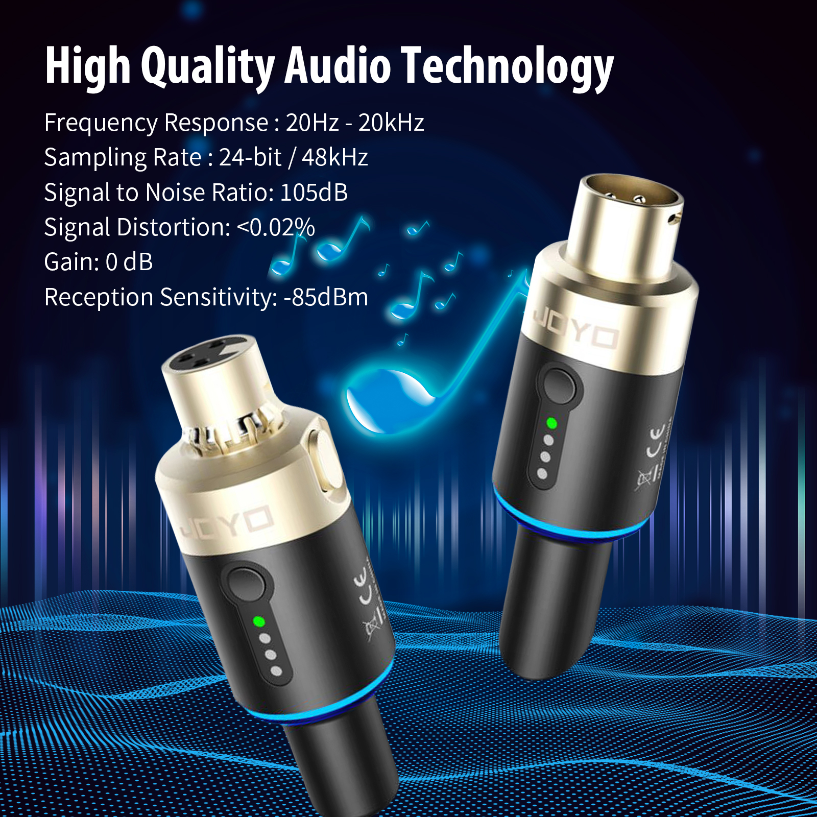 JOYO 5.8GHz Microphone Wireless System Transmitter & Receiver 4 Channels Dynamic MW-1