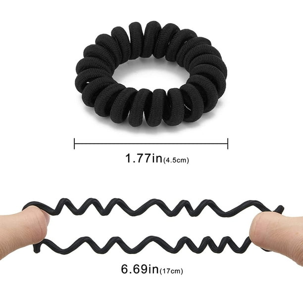 Hair Ties Cloth Black 12 Pcs Coil Hair Ties for Thick Hair Ponytail Holder Hair Ties for Women No Crease Hair Ties Phone Cord Hair Ties for