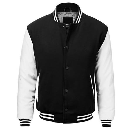 Men's Premium Classic Snap Button Vintage Baseball Letterman Varsity (Best All Weather Jackets Mens)