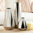 thumbnail image 3 of CosmoLiving by Cosmopolitan 13", 11", 6"H Geometric Faceted Silver Ceramic Vase, Set of 3, 3 of 12